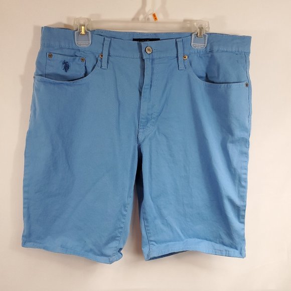 U.S. Polo Assn Sky Blue Mens Activate Stretch Shorts Sz W38 - Picture 1 of 8